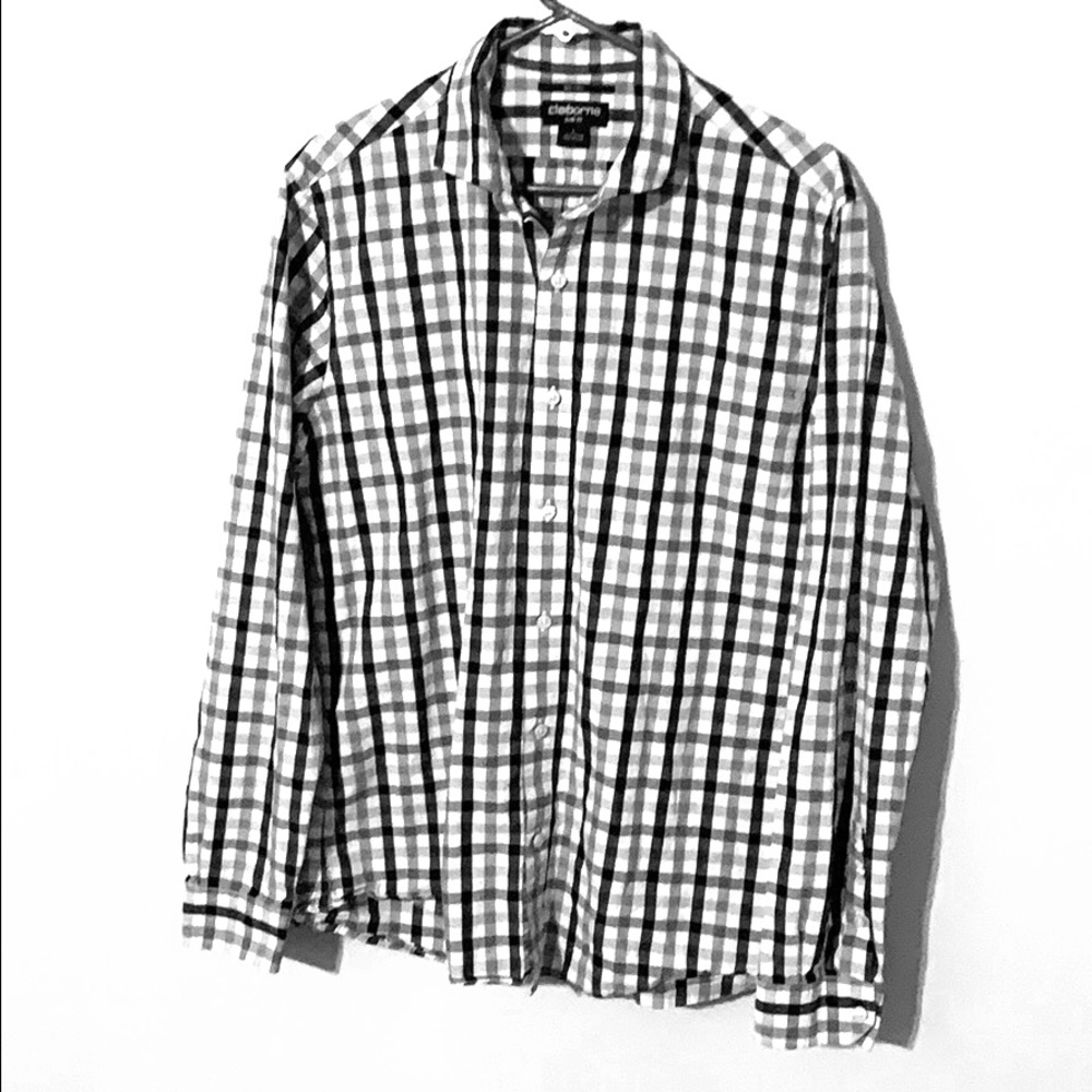 Claiborne Slim Fit plaid Large Long Sleeve